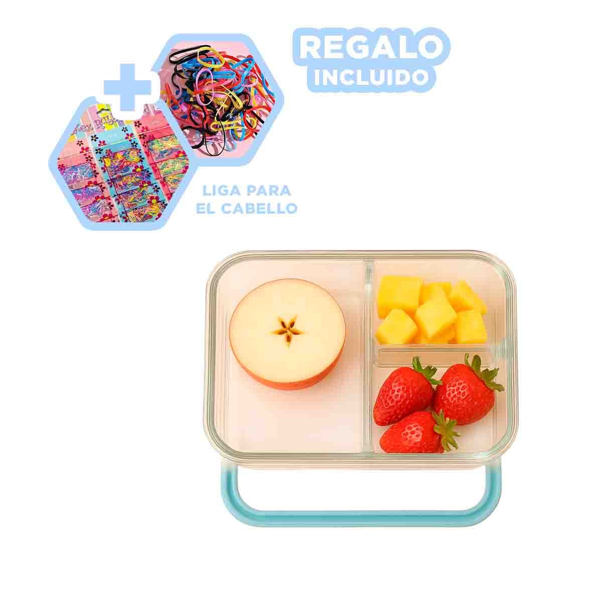 LONCHERA DE VIDRIO CON 3 ESPACIOS Y TAPA AJUSTADA 1040 ML TRANSPARENTE YLIGAS REGALO - 2