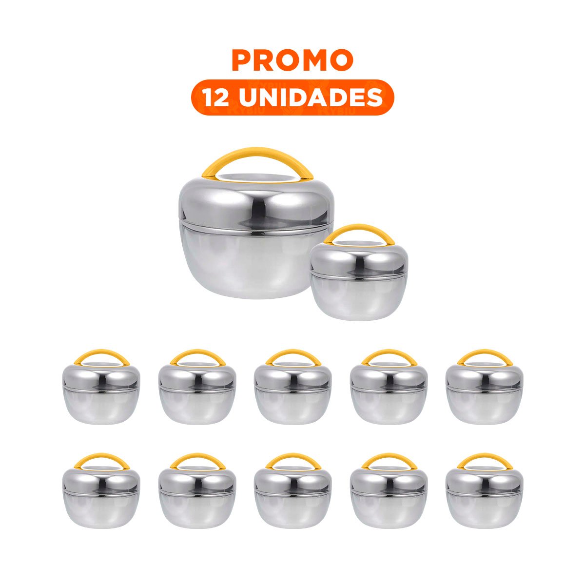 PACK12 BOTE TERMO AMARILLO Y PLOMO 1L CIRCULAR ELEGANTE Y MODERNO PARA GUARDAR COMIDAS - 1
