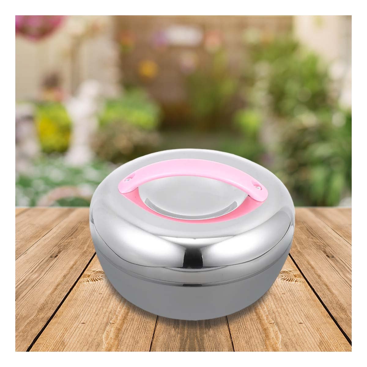 BOTE TERMO ROSA Y PLATEADO 1L CIRCULAR PARA GUARDAR COMIDAS EN CASA O OFICINA YPOST IT - 1