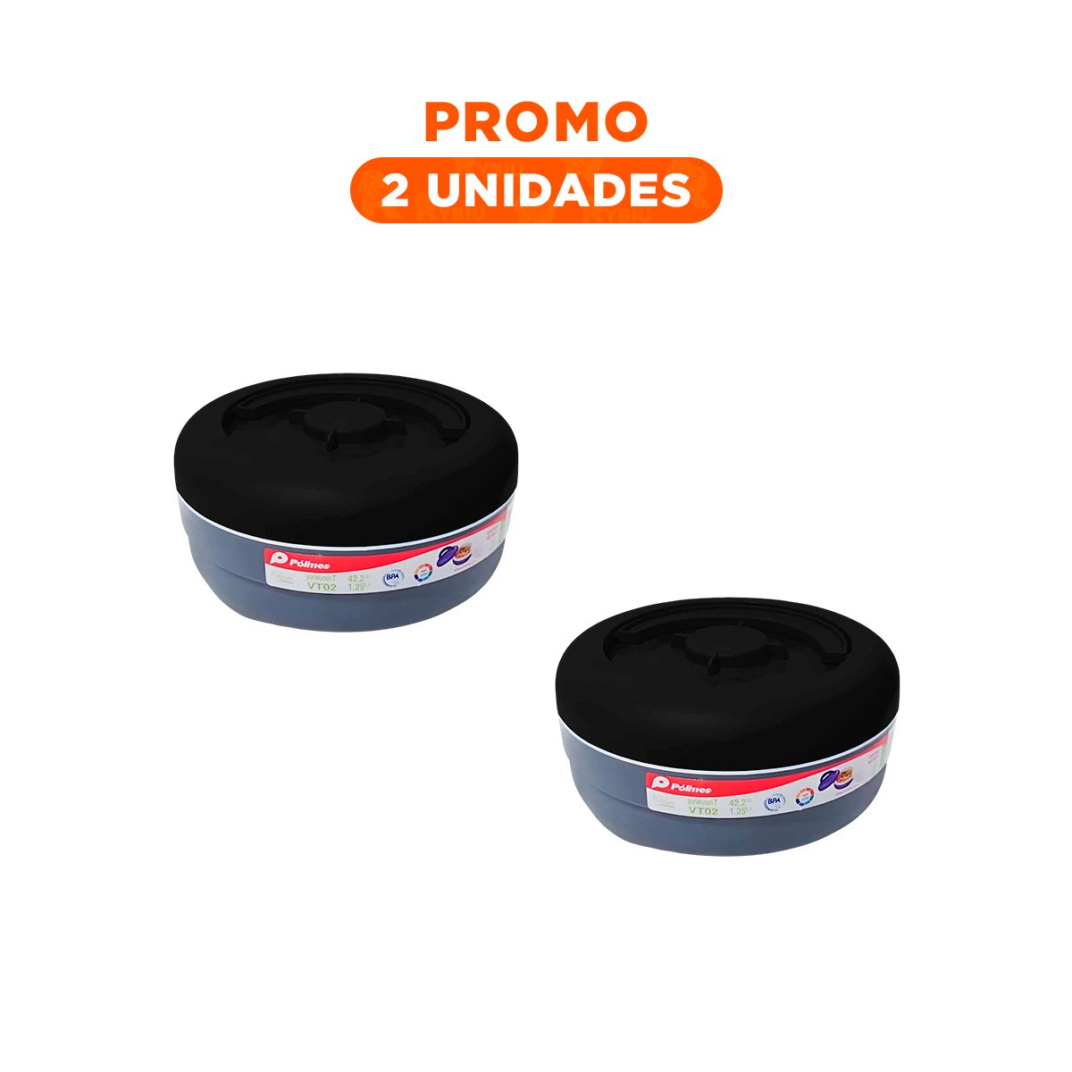 PACK2 ENVASE CIRCULAR NEGRO Y PLOMO 1.25L PARA ACTIVIDADES COTIDIANAS YREGALO STICKER - 1