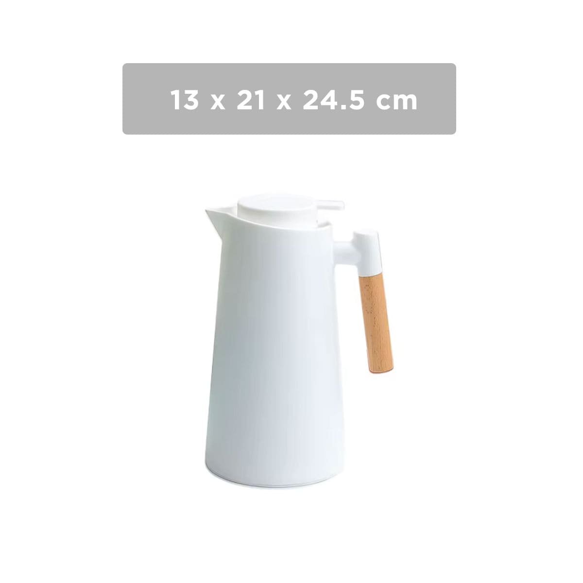 PACK6 BOTELLA TERMO 1L COLOR BLANCO CON MANGO DE MADERA PARA MANTENER BEBIDAS CALIENTES - 4