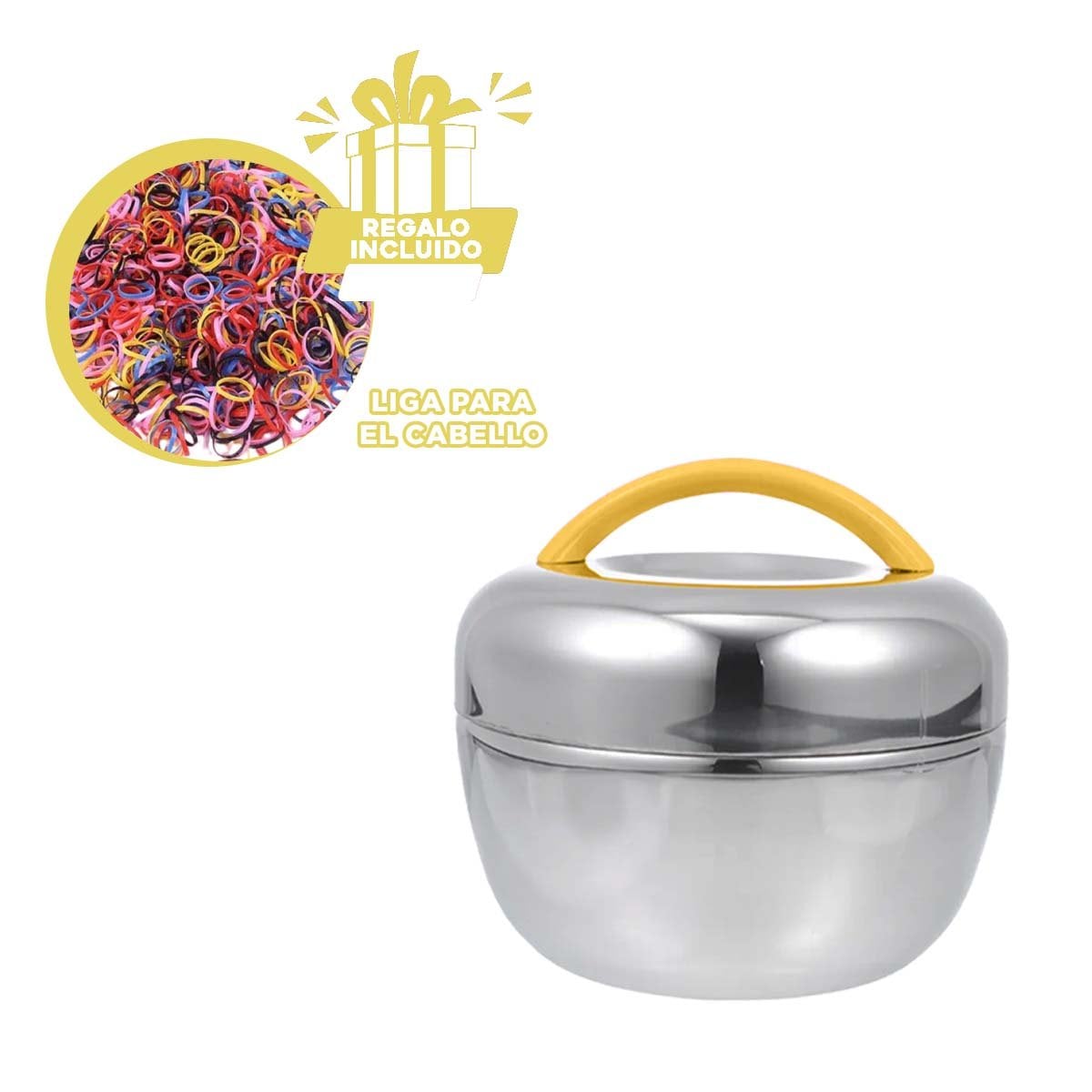 TAPER TERMO AMARILLO Y PLOMO 1L CIRCULAR PARA MANTENER COMIDAS FRESCAS YLIGAS REGALO - 2