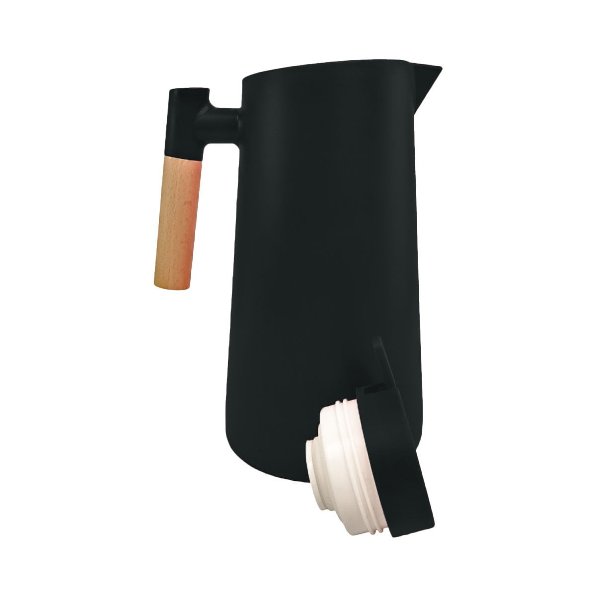 ENVASE TERMO 1L COLOR NEGRO CON MANGO DE MADERA PRACTICO YREGALO STICKER - 1