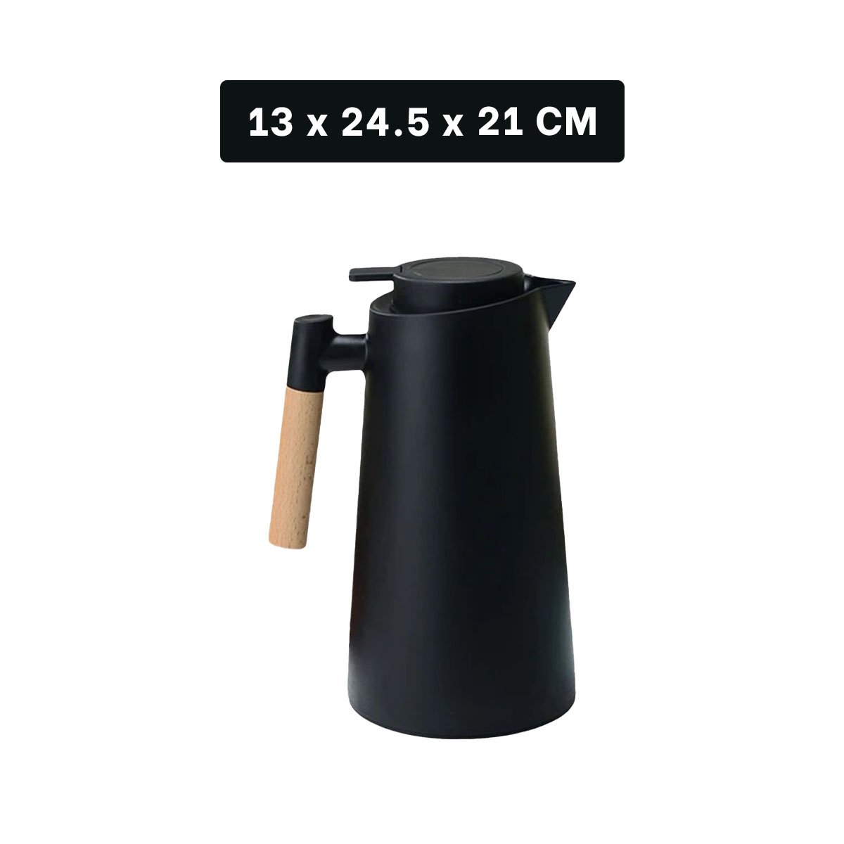 BOTELLA TERMO 1L COLOR NEGRO CON MANGO DE MADERA PERFECTA PARA BEBIDAS CALIENTES YPAPEL REGALO - 4