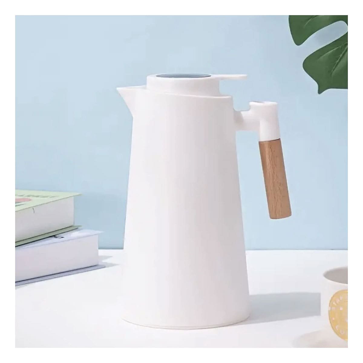 PACK6 ENVASE TERMO 1L COLOR BLANCO CON MANGO DE MADERA PRACTICO PARA USO DIARIO YPAPEL REGALO - 5