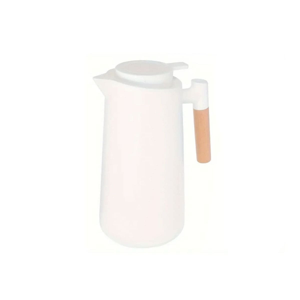 PACK6 RECIPIENTE TERMO 1L COLOR BLANCO CON MANGO DE MADERA FACIL DE USAR YREGALO STICKER - 2