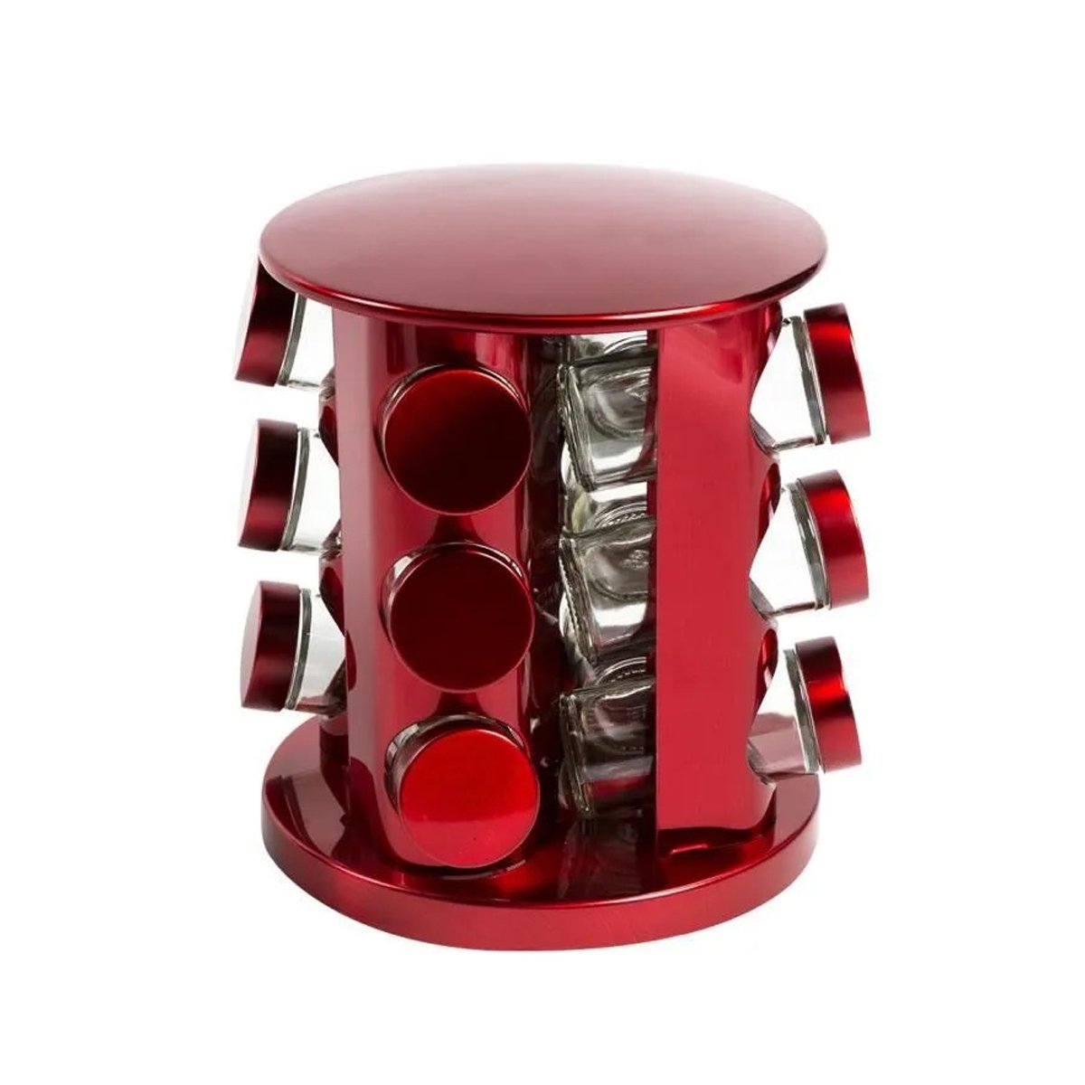 PACK2 SOPORTE GIRATORIO CIRCULAR ROJO CON 12 FRASCOS FACIL DE TRANSPORTAR YREGALO STICKER - 2
