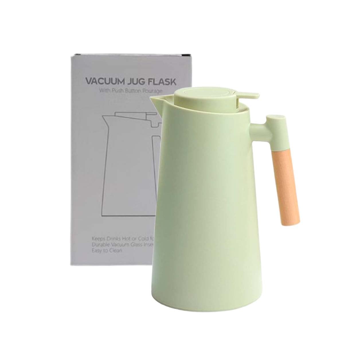 PACK6 RECIPIENTE TERMO 1L VERDE CLARO CON MANGO DE MADERA FACIL DE USAR YREGALO STICKER - 2