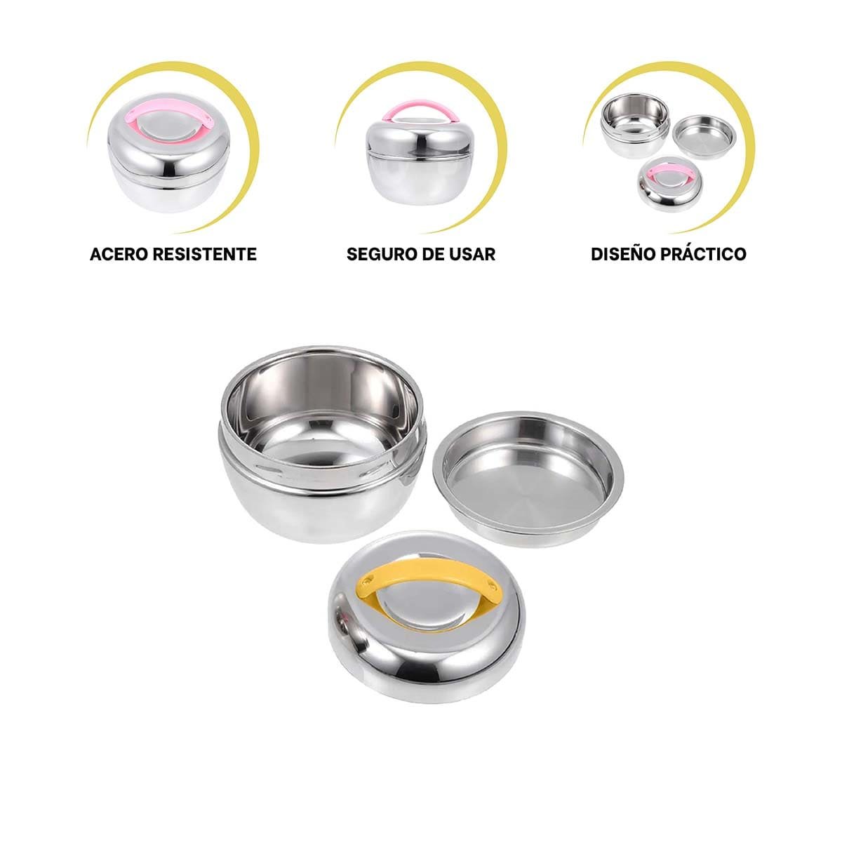 RECIPIENTE TERMO AMARILLO Y PLOMO 1L PARA GUARDAR COMIDAS DE FORMA PRACTICA YPAPEL REGALO - 5