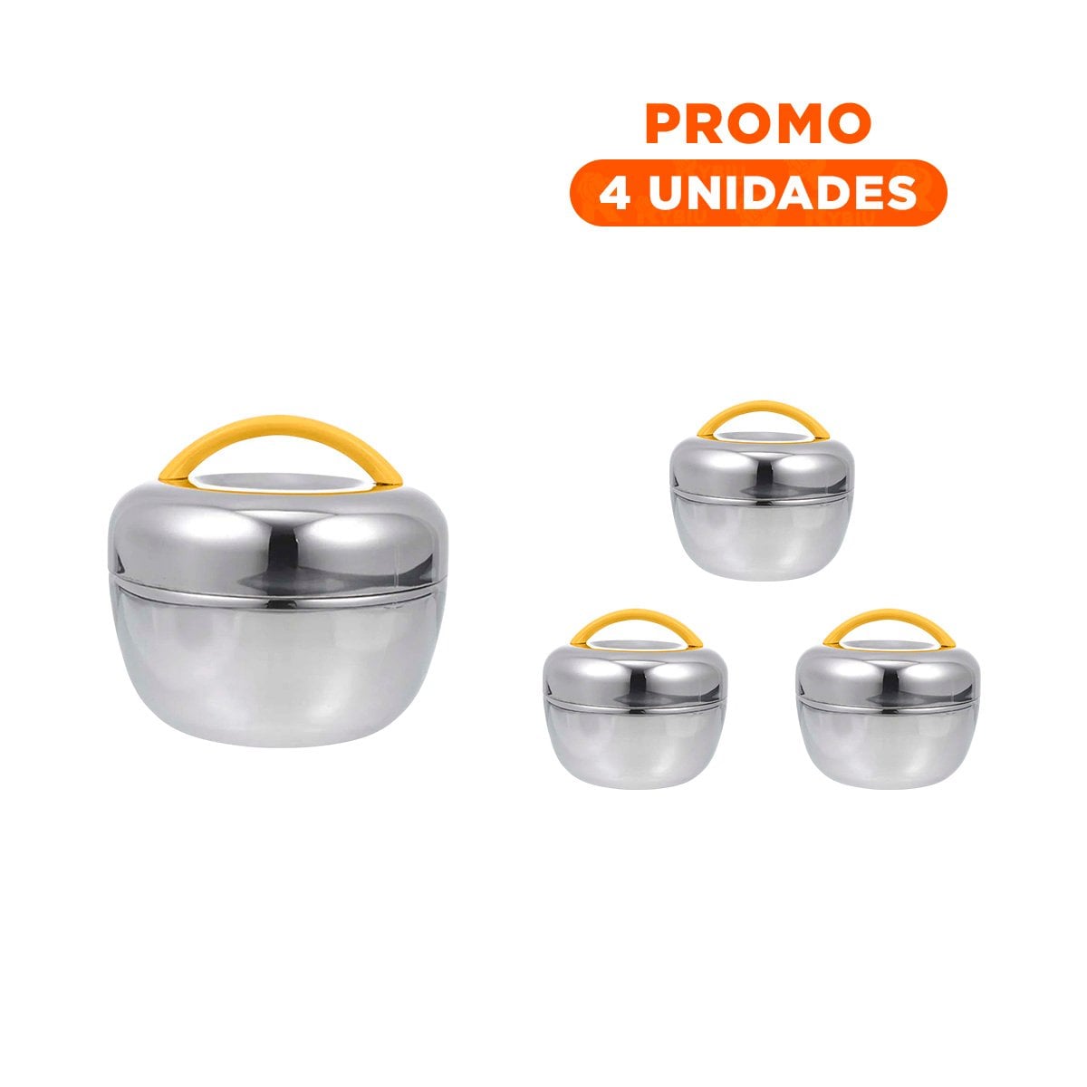 PACK4 CONTENEDOR TERMO AMARILLO Y PLOMO 1L CIRCULAR SEGURO Y CONFIABLE PARA MANTENER COMIDAS - 1