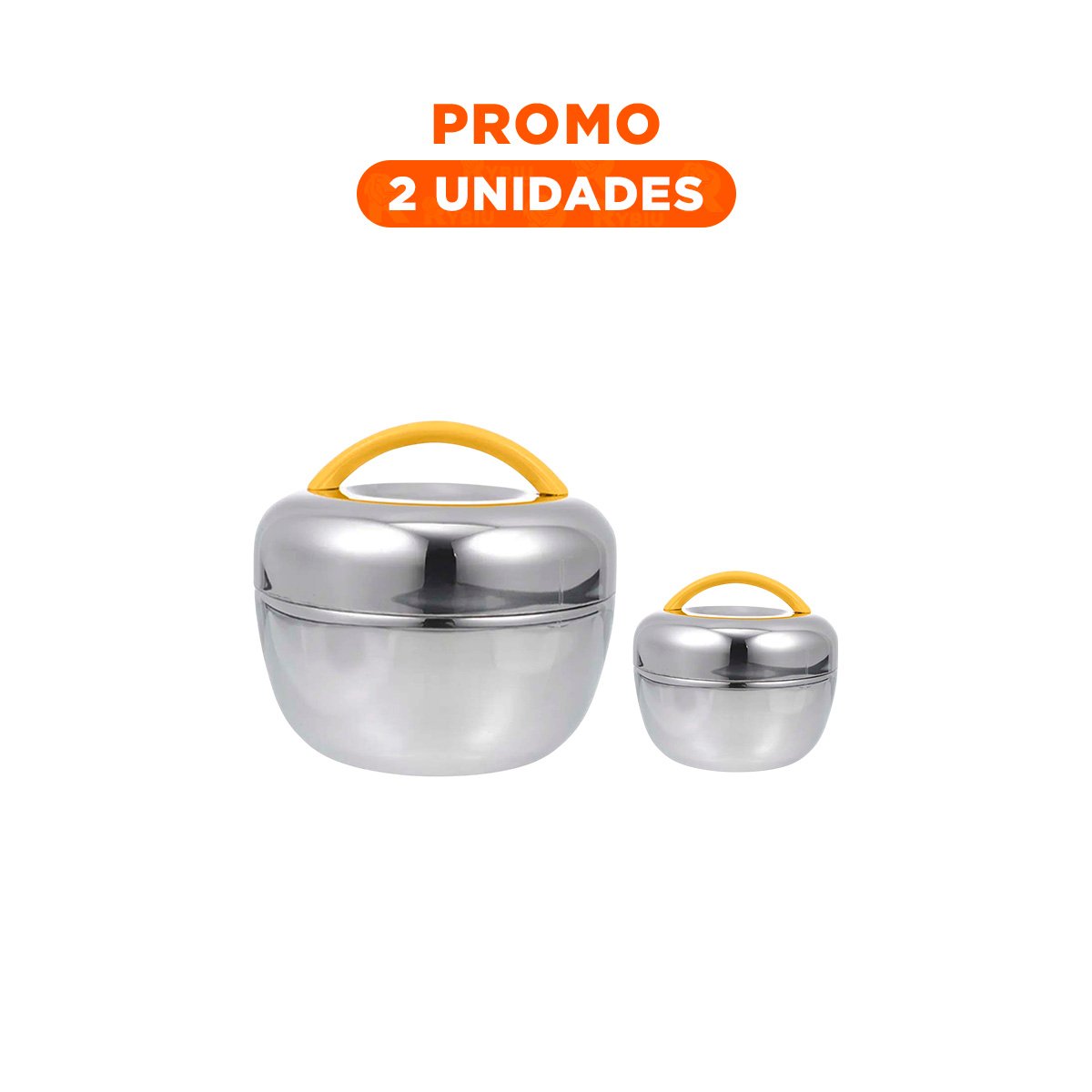 PACK2 ENVASE TERMO AMARILLO Y PLOMO 1L CIRCULAR MODERNO PARA COMIDAS DIARIAS YREGALO STICKER - 1