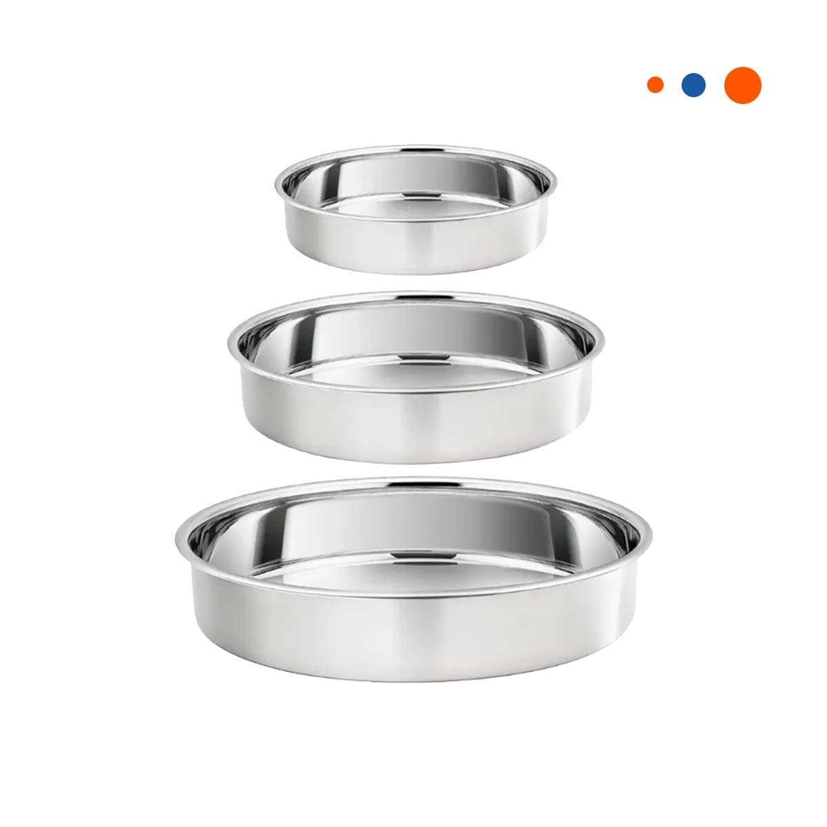 CHAROLAS REDONDAS METALICAS EN SET PARA COCINA Y REUNIONES FAMILIARES YREGALO STICKER - 1