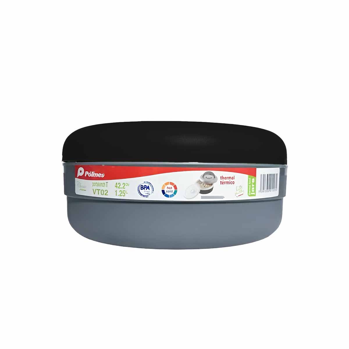 LONCHERA TERMICA CIRCULAR 1.25L NEGRO Y PLOMO COMODA DE TRANSPORTAR YLIGAS REGALO - 5