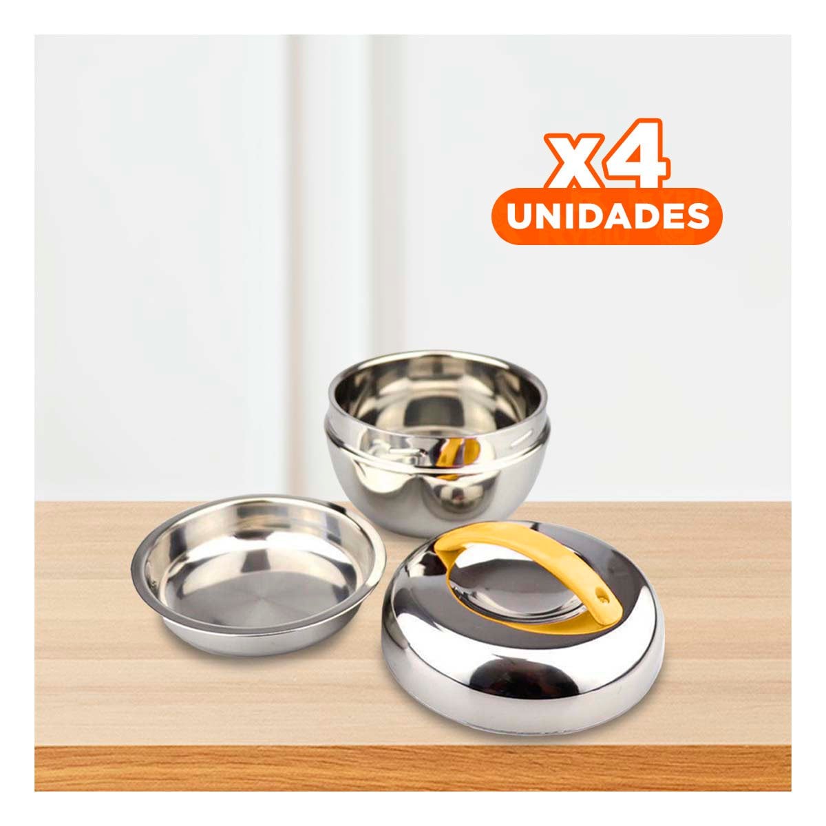 PACK4 TAPER TERMO AMARILLO Y PLOMO 1L CIRCULAR RESISTENTE PARA USO DIARIO YREGALO STICKER - 1
