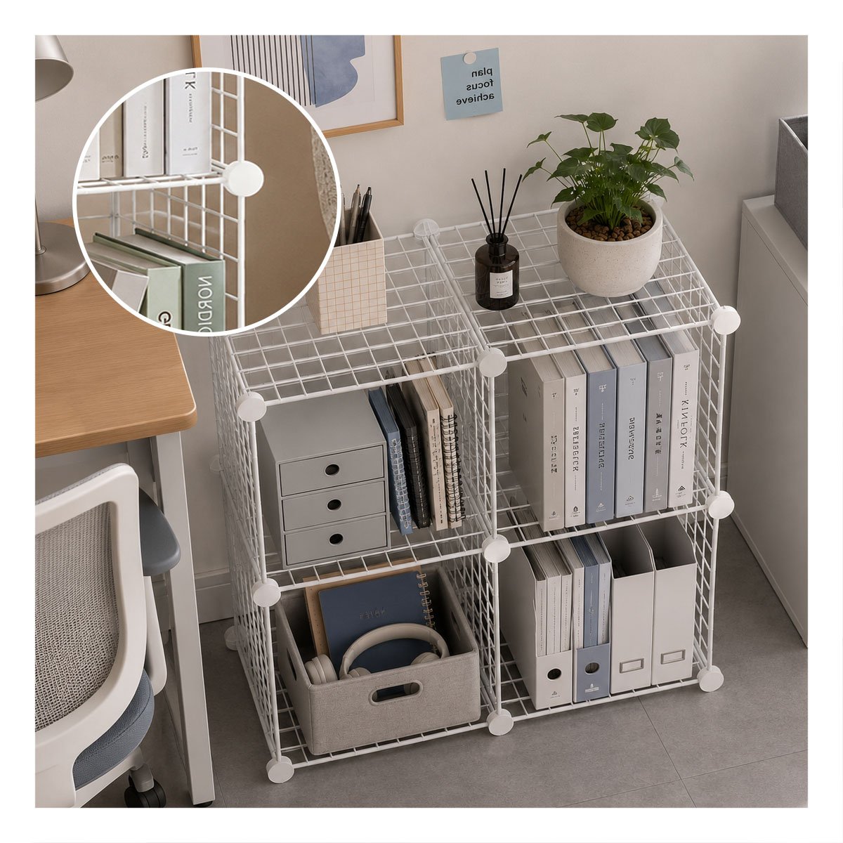 ORGANIZADOR DE REJILLAS MODULARES 16PZS COLOR BLANCO PARA ALMACENAMIENTO DOMESTICO - 3