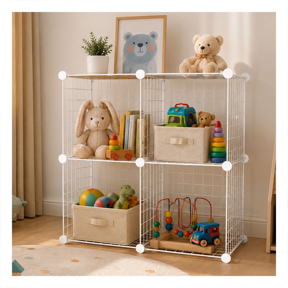 ORGANIZADOR DE REJILLAS MODULARES 16PZS COLOR BLANCO PARA ALMACENAMIENTO DOMESTICO - 5