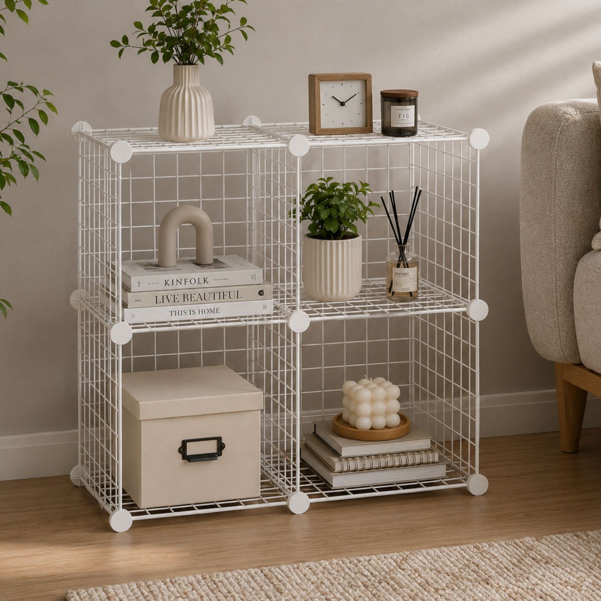 PACK4 CONJUNTO MODULAR DE REJILLAS BLANCO CON CONFIGURACION FLEXIBLE 16PZS Y+REGALO STICKER - 1