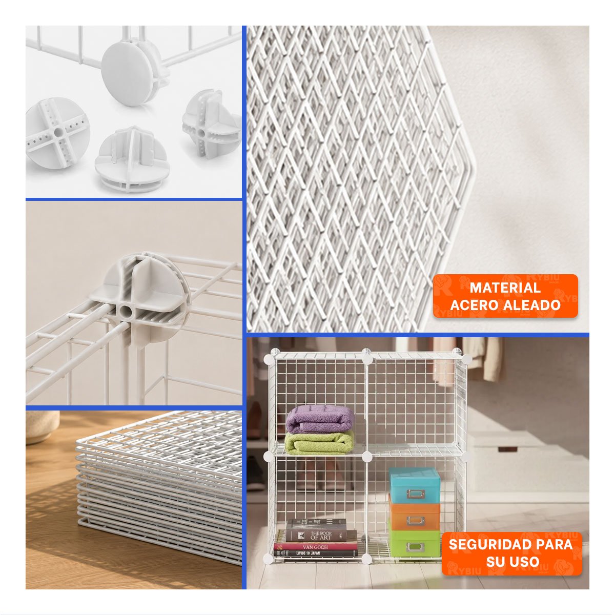 PACK4 CONJUNTO MODULAR DE REJILLAS BLANCO CON CONFIGURACION FLEXIBLE 16PZS Y+REGALO STICKER - 2
