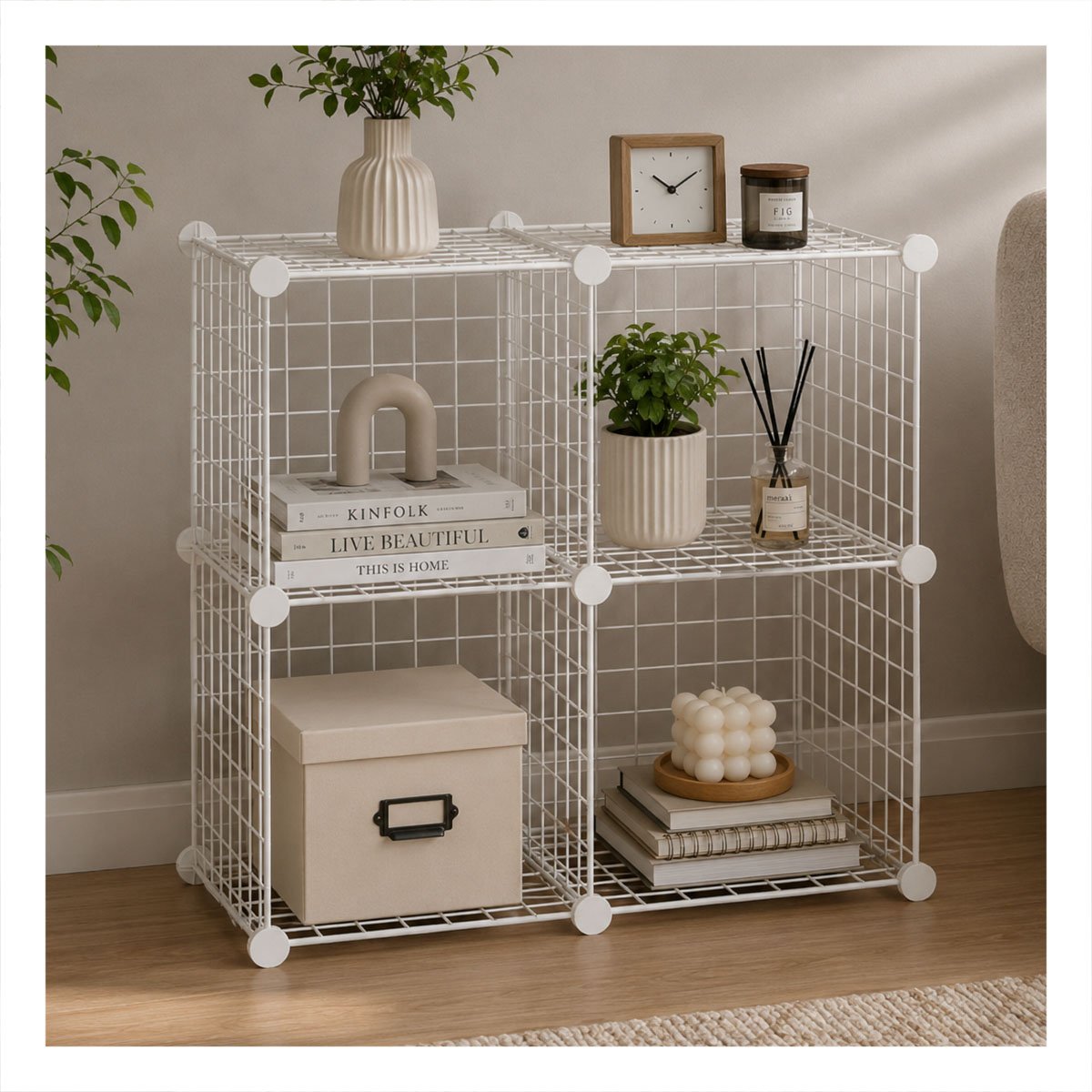 PACK4 CONJUNTO MODULAR DE REJILLAS BLANCO CON CONFIGURACION FLEXIBLE 16PZS Y+REGALO STICKER - 5