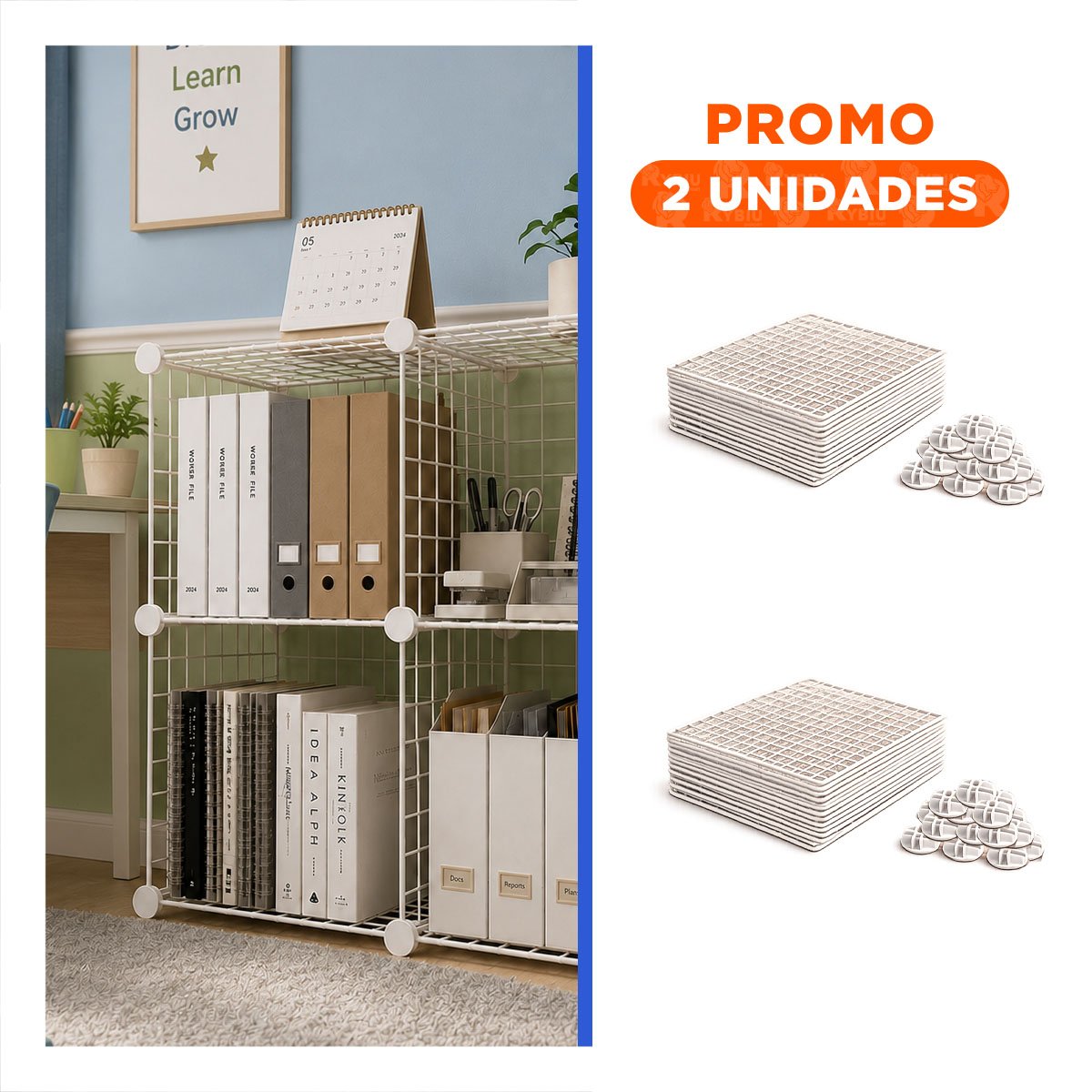 PACK2 SISTEMA BLANCO DE REJILLAS PARA ORGANIZACION VISUAL 16PZS Y+REGALO STICKER - 1