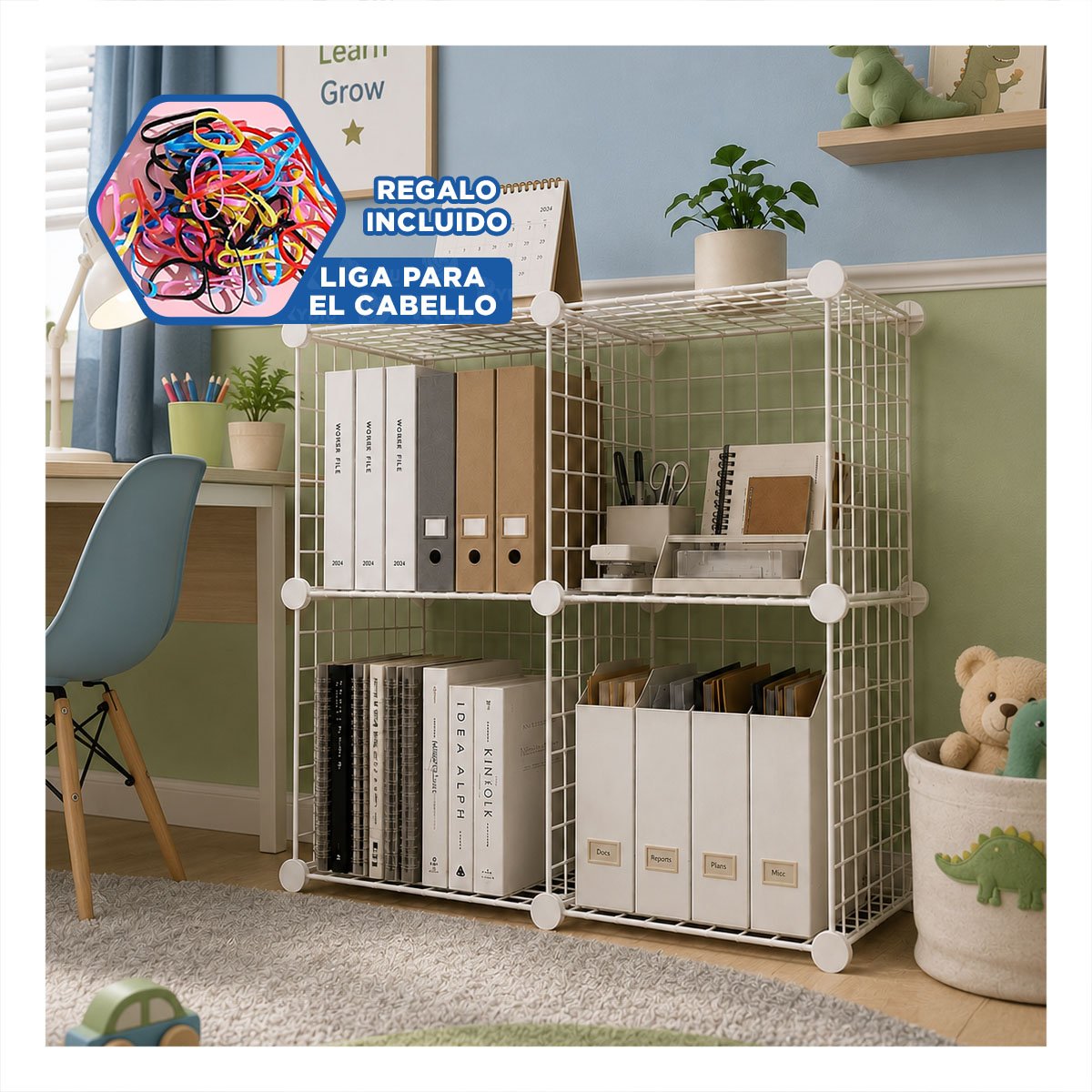 ORGANIZADOR DE REJILLAS 16PZS CON SISTEMA MODULAR Y PRESENTACION BLANCO Y+LIGAS REGALO - 2