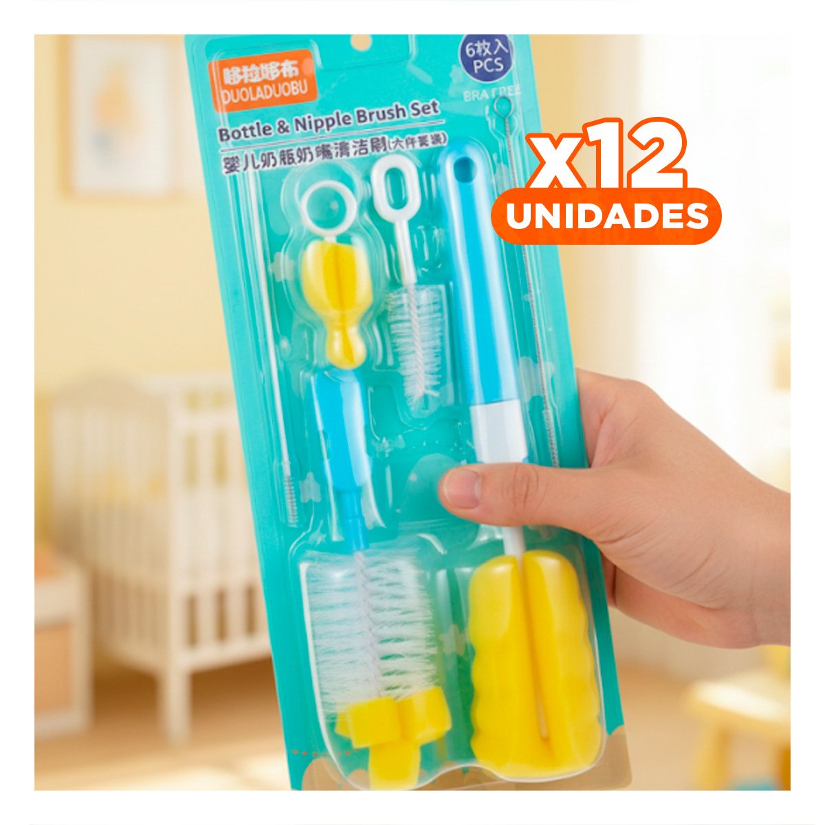 PACK12 ARTICULO INFANTIL QUE FACILITA HIGIENE DIARIA 6PZS BASE CELESTE YPAPEL REGALO - 1