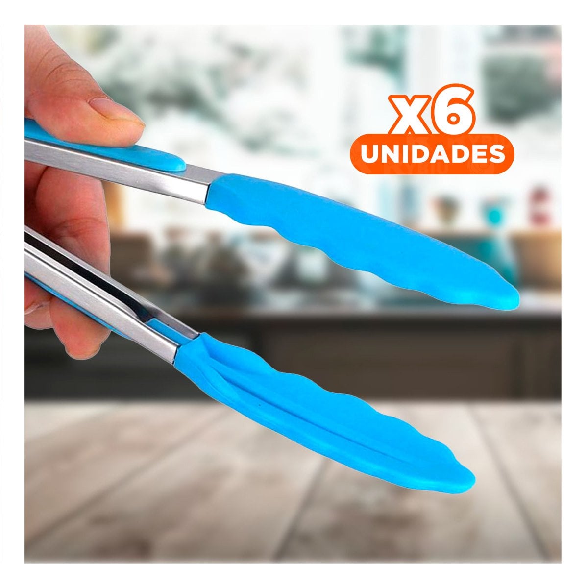 PACK6 SUJECION DE COCINA 21CM CELESTE PARA PREPARAR Y SERVIR COMIDAS - 1