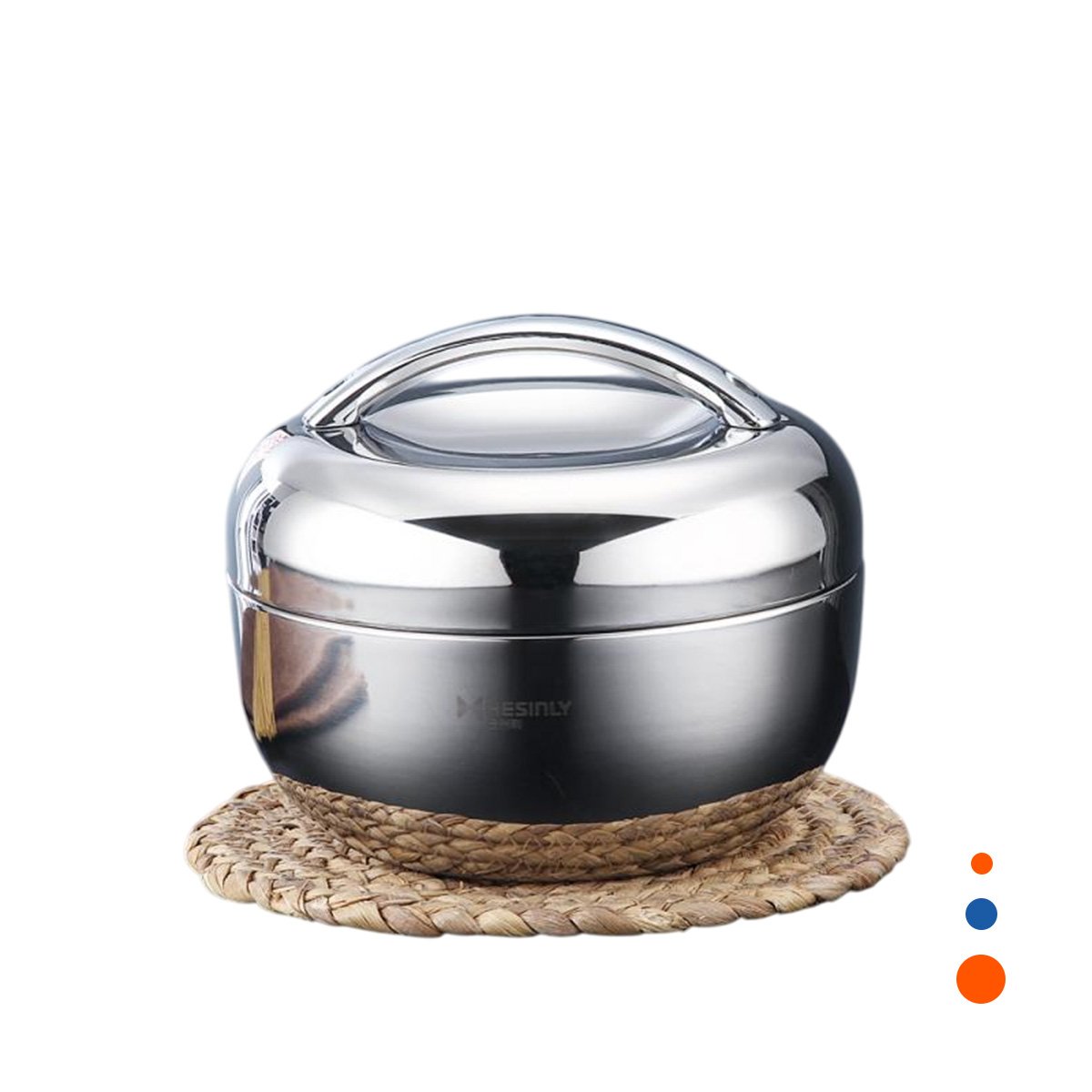 PACK4 TAPER TERMICO CIRCULAR 1300ML DE ACERO PLATEADO RESISTENTE PARA COCINA YPAPEL REGALO - 3
