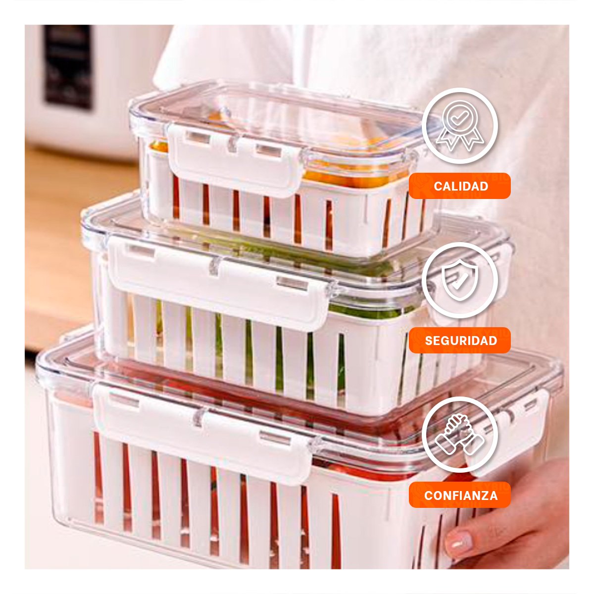 SET 3 RESISTENTE PARA USO DIARIO Y FACIL LIMPIEZA 700 ML 1700 ML 3300 ML YPOST IT - 5