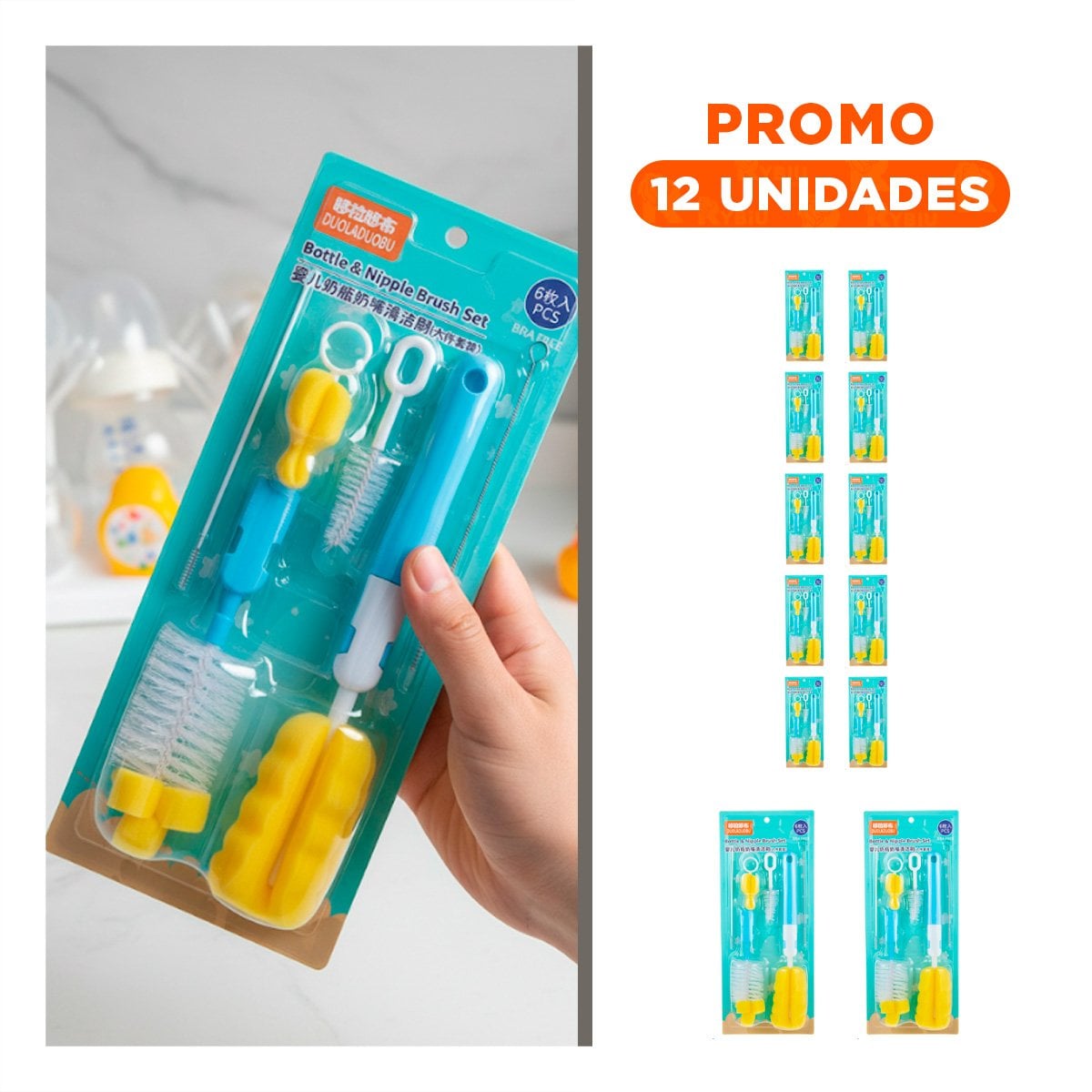 PACK12 ARTICULO CON BASE QUE ORGANIZA ACCESORIOS EN CASA 6PZS BASE CELESTE - 1