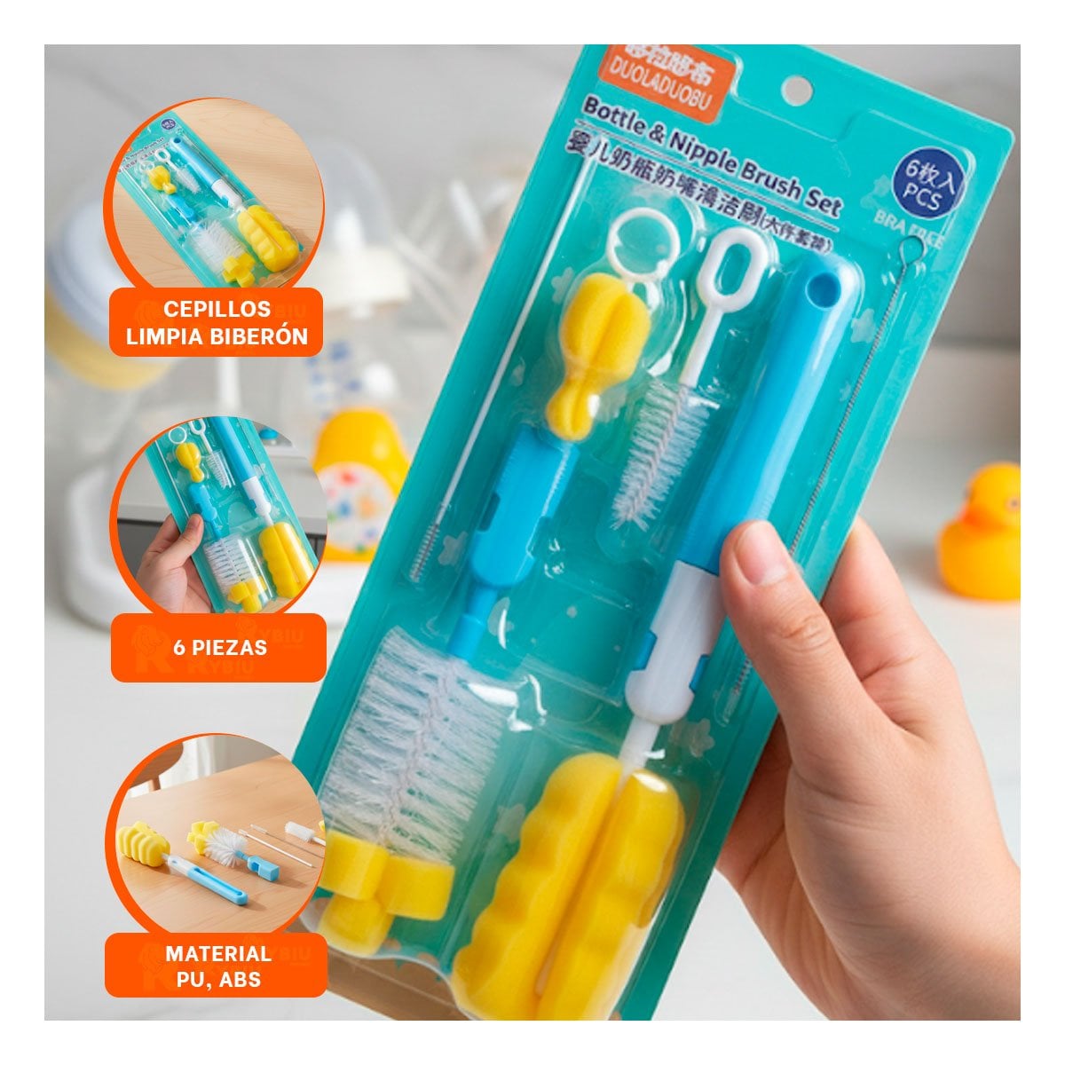 PACK12 ARTICULO CON BASE QUE ORGANIZA ACCESORIOS EN CASA 6PZS BASE CELESTE - 3