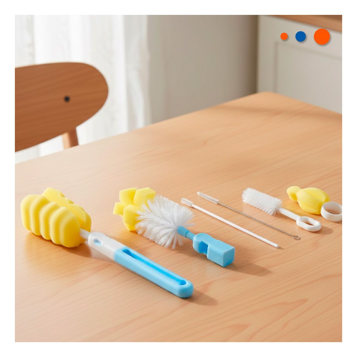ESCOBILLA INFANTIL PARA MANTENER BIBERONES LIMPIOS 6PZS BASE CELESTE YPOST IT - 1