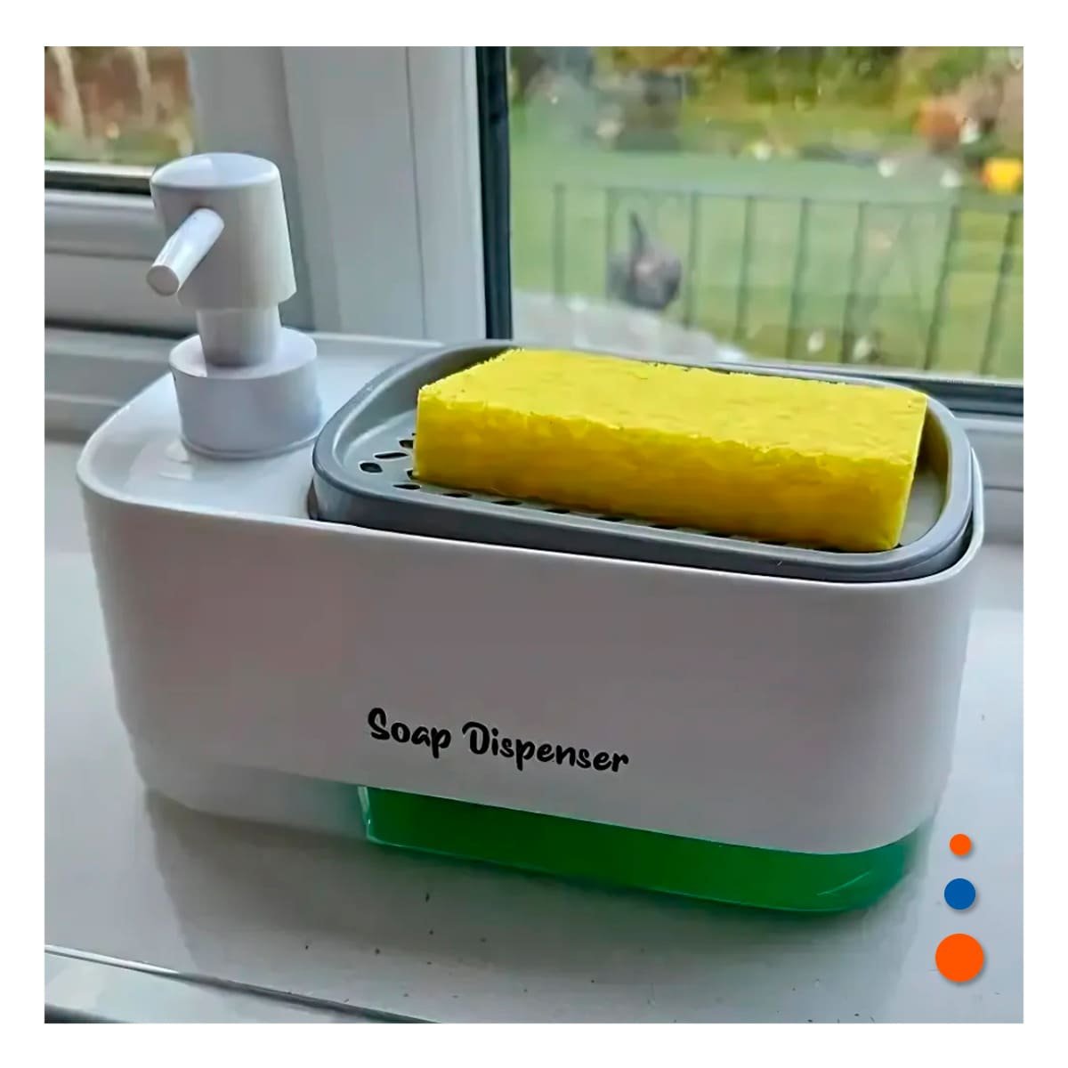 DOSIFICADOR DOBLE DE JABON LIQUIDO LAVAVAJILLA PARA COCINA HOGAR BLANCO - 5