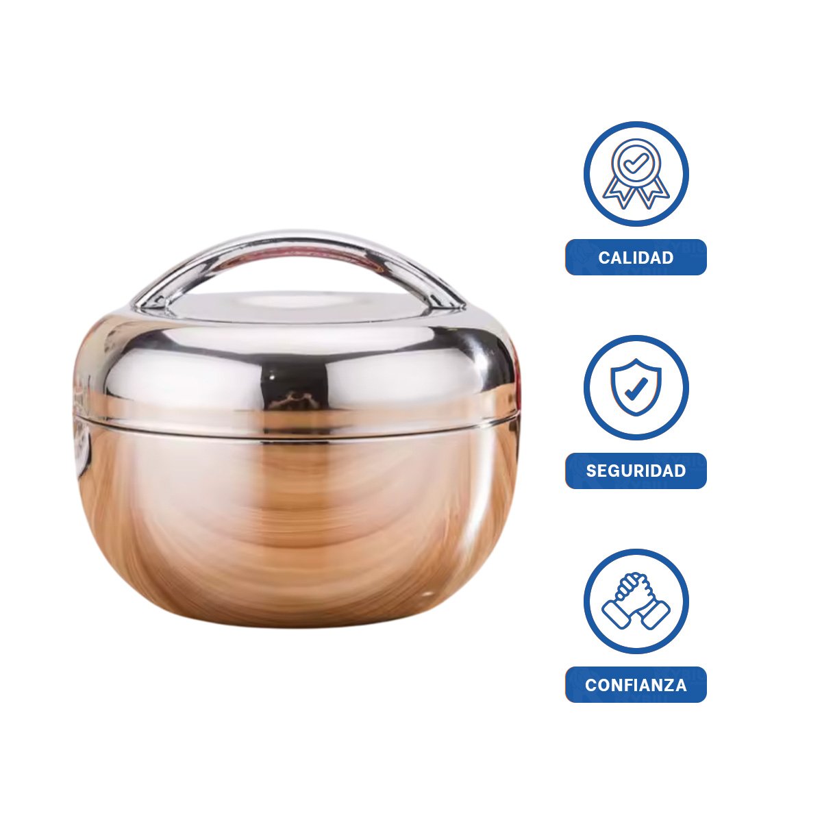 DEPOSITO TERMICO CIRCULAR 1300ML DE ACERO PLATEADO PARA COCINA YPOST IT - 5