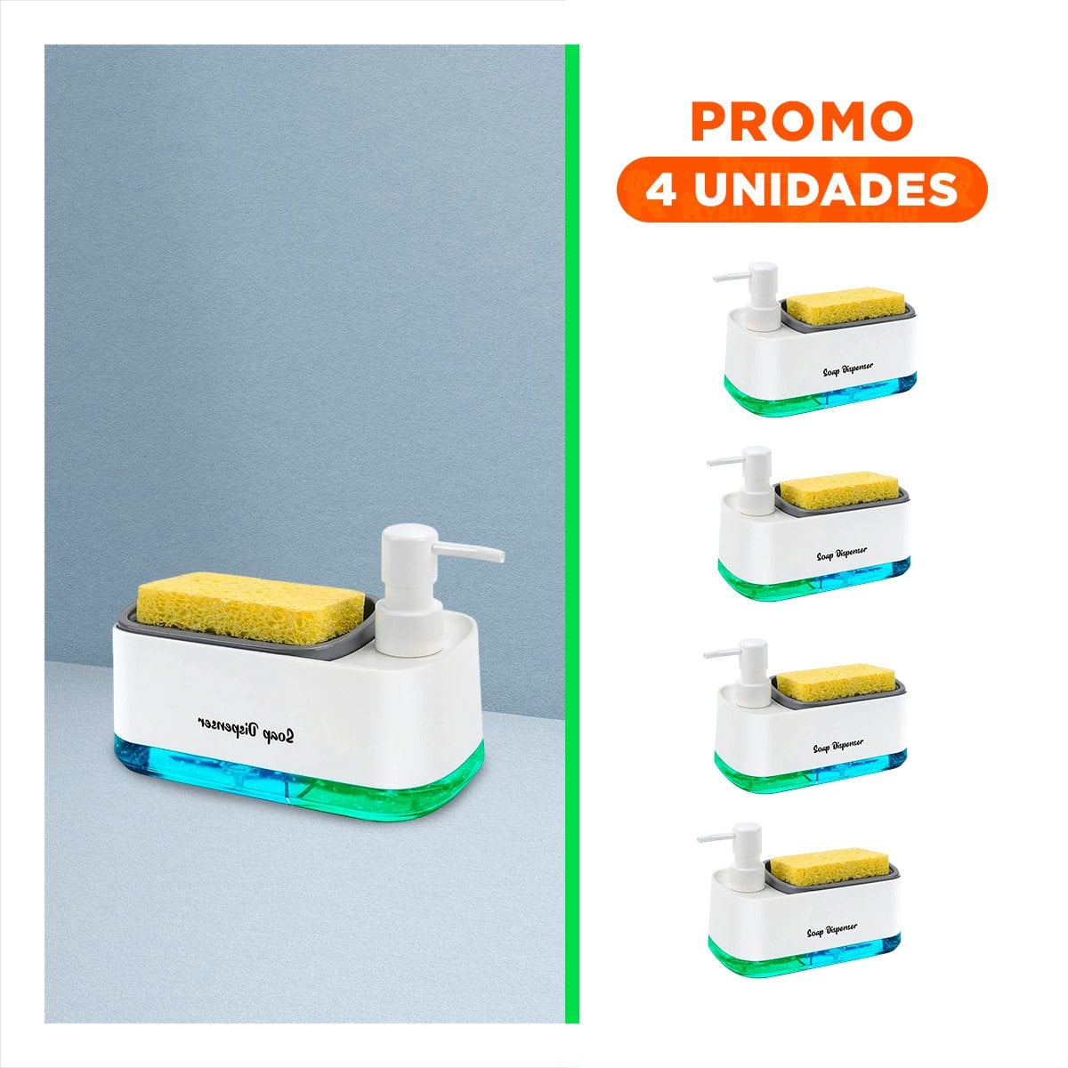 PACK4 ORGANIZADOR DOBLE DE JABON LIQUIDO LAVAVAJILLA PARA COCINA BLANCO - 1