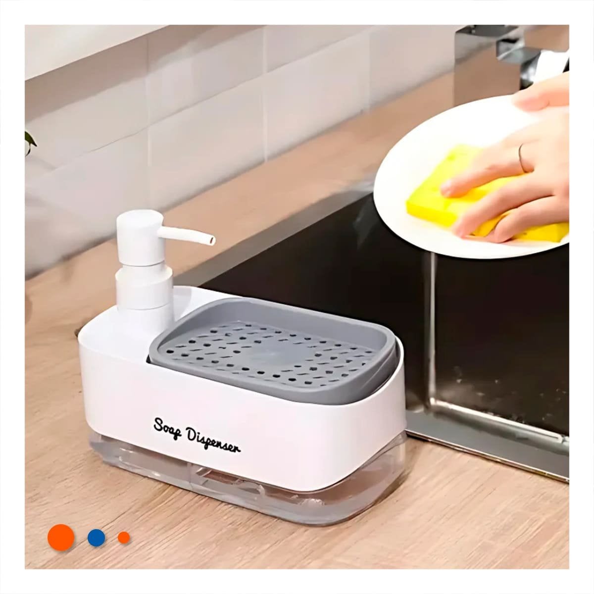 PACK4 ORGANIZADOR DOBLE DE JABON LIQUIDO LAVAVAJILLA PARA COCINA BLANCO - 5