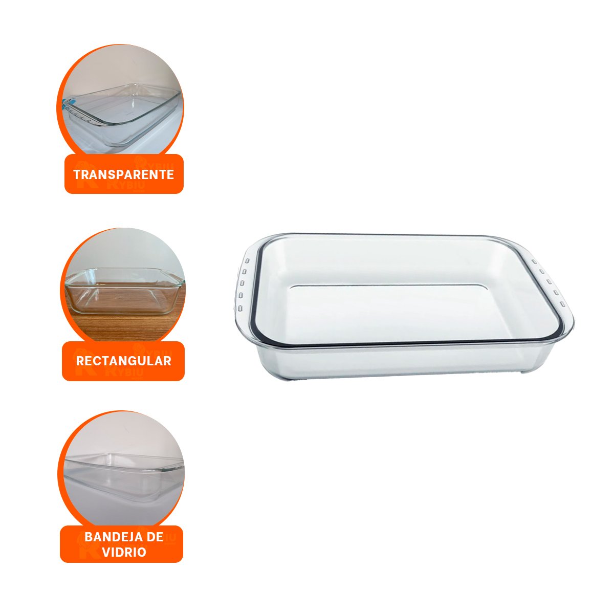 CHAROLA RECTANGULAR DE VIDRIO 40X24X72 CM TRANSPARENTE PARA SERVIR EN CASA YLIGAS REGALO - 5