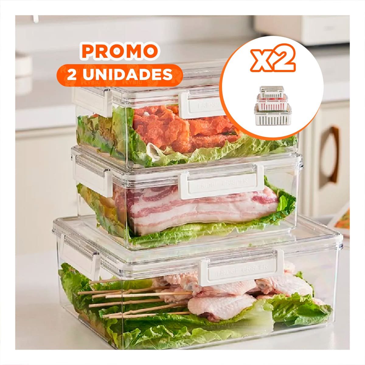 PACK2 PACK 3 PARA GUARDAR INGREDIENTES FRESCOS 700 ML 1700 ML 3300 ML - 1