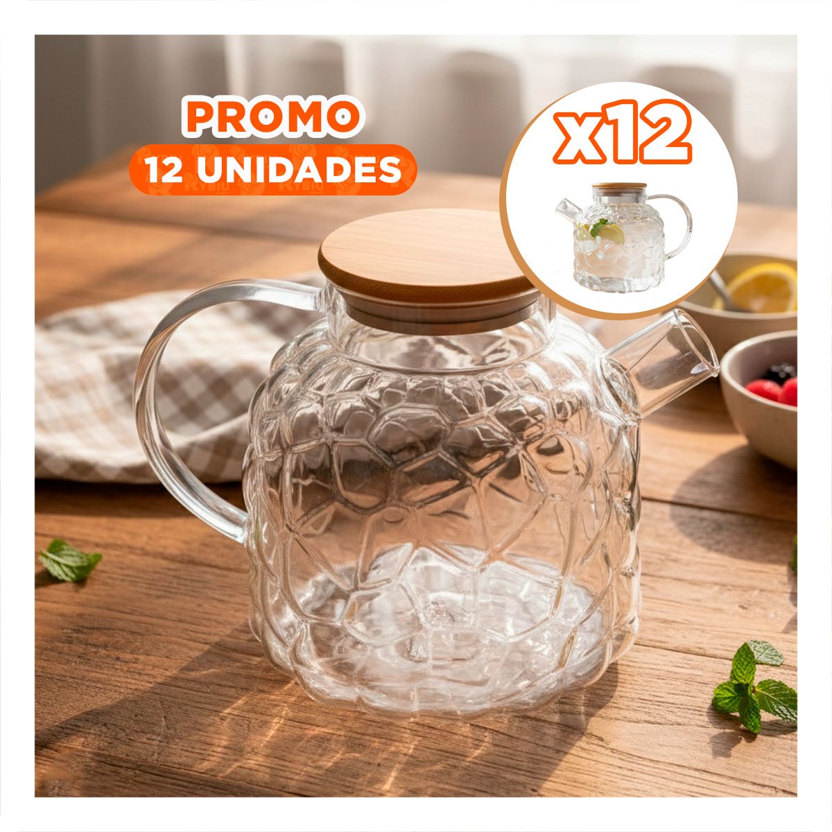 PACK12 VERTEDOR MODERNO DE VIDRIO CON ACABADO NATURAL TRANSPARENTE YREGALO STICKER - 1