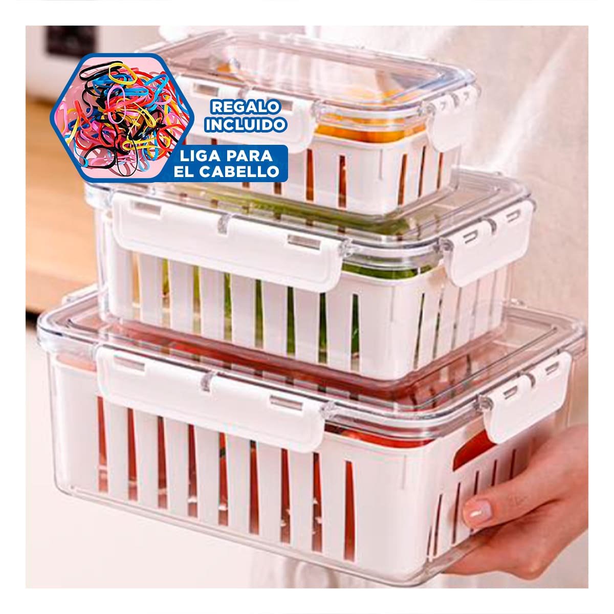 SET 3 TRANSPARENTE PARA MANTENER TODO VISIBLE Y LIMPIO 700 ML 1700 ML 3300 ML YLIGAS REGALO - 2