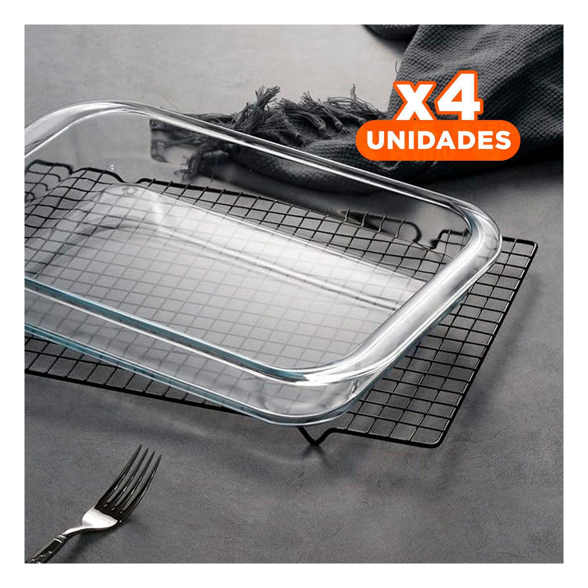 PACK4 COMPLEMENTO RECTANGULAR DE VIDRIO 40X24X72 CM TRANSPARENTE PARA MESA YREGALO STICKER - 1