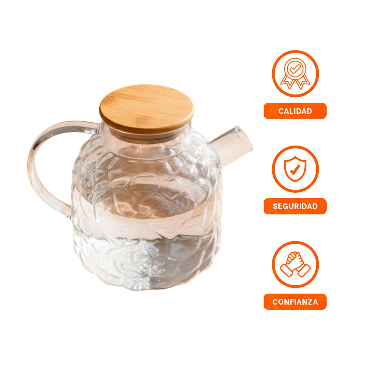 JARRA ELEGANTE DE BOROSILICATO PARA SERVIR JUGOS EN COCINA Y MESA TRANSPARENTE YPAPEL REGALO - 5