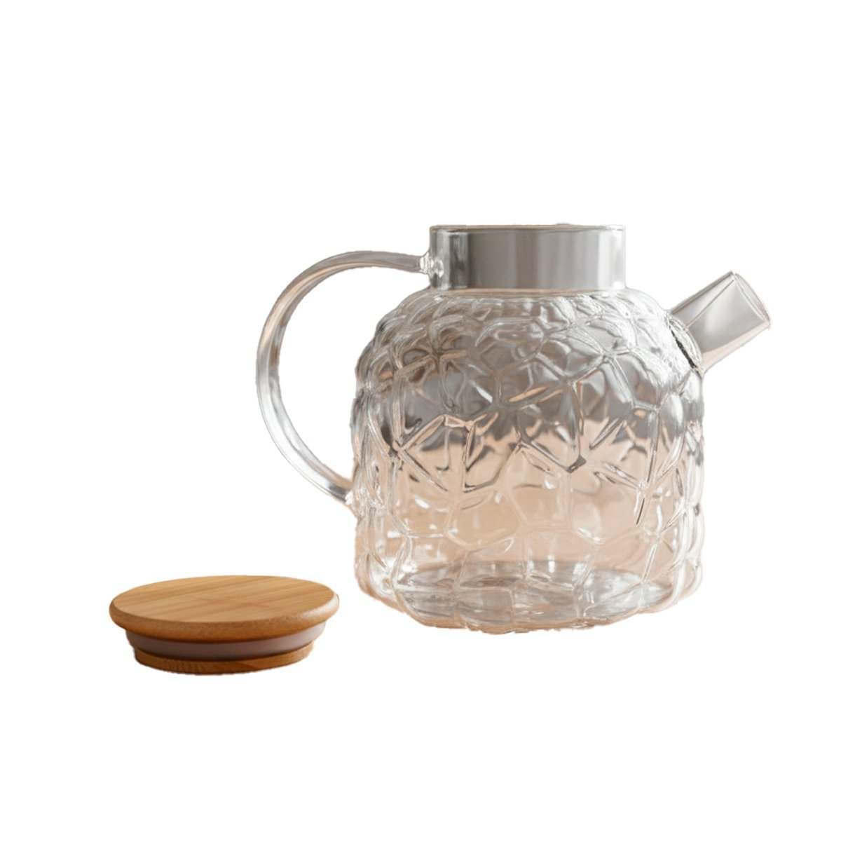 JARRA PRACTICA PARA INFUSIONES Y AGUA CON TAPA DE MADERA TRANSPARENTE YREGALO STICKER - 1