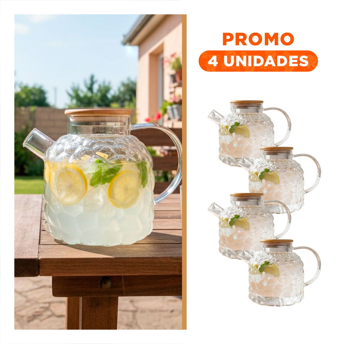 PACK4 RECIPIENTE INNOVADOR PARA GUARDAR LIQUIDOS Y SERVIR BEBIDAS TRANSPARENTE - 1