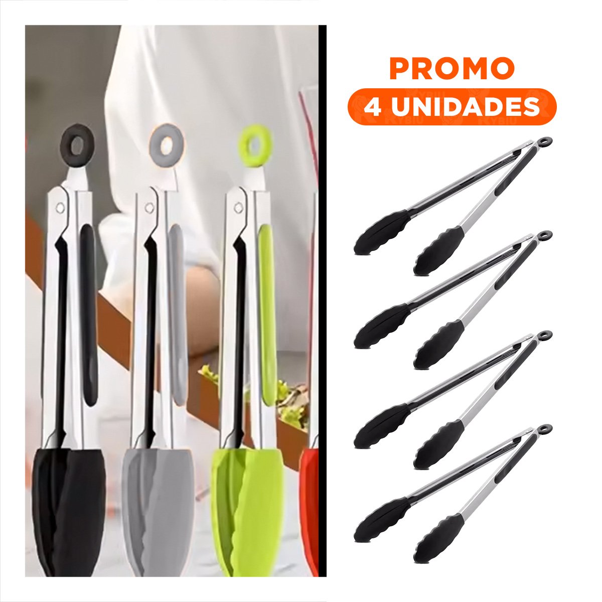 PACK4 CLIP MULTIUSO DE COCINA 21CM EN COLOR NEGRO PRACTICO - 1