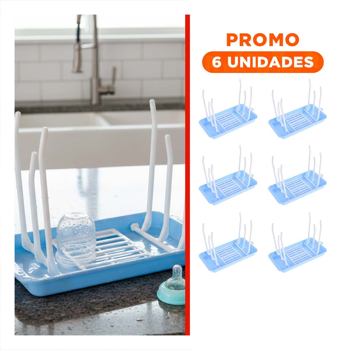 PACK6 ORGANIZADOR PARA USO DIARIO Y GUARDADO FACIL DE BIBERONES CELESTE YREGALO STICKER - 1