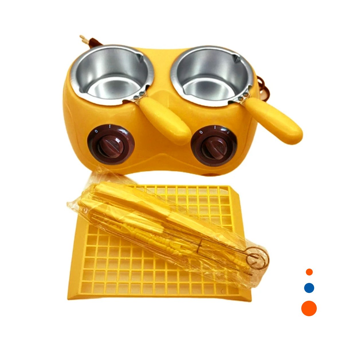 PACK6 CACEROLA PRACTICA PARA CHOCOLATE CON ACCESORIOS AMARILLO YREGALO STICKER - 2