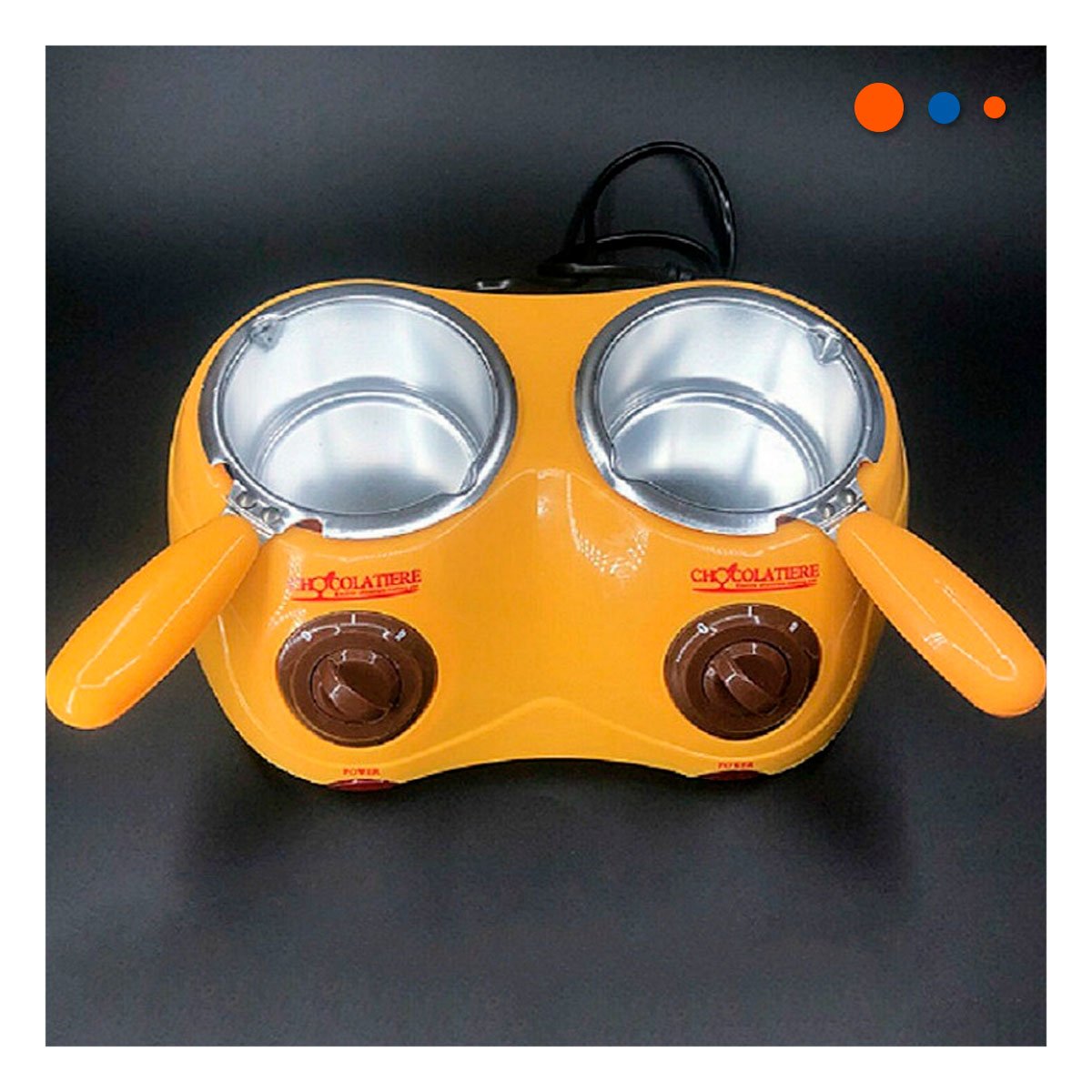 PACK4 OLLA DE CHOCOLATE DOBLE CON ACCESORIOS AMARILLO PARA PREPARACIONES CASERAS - 5