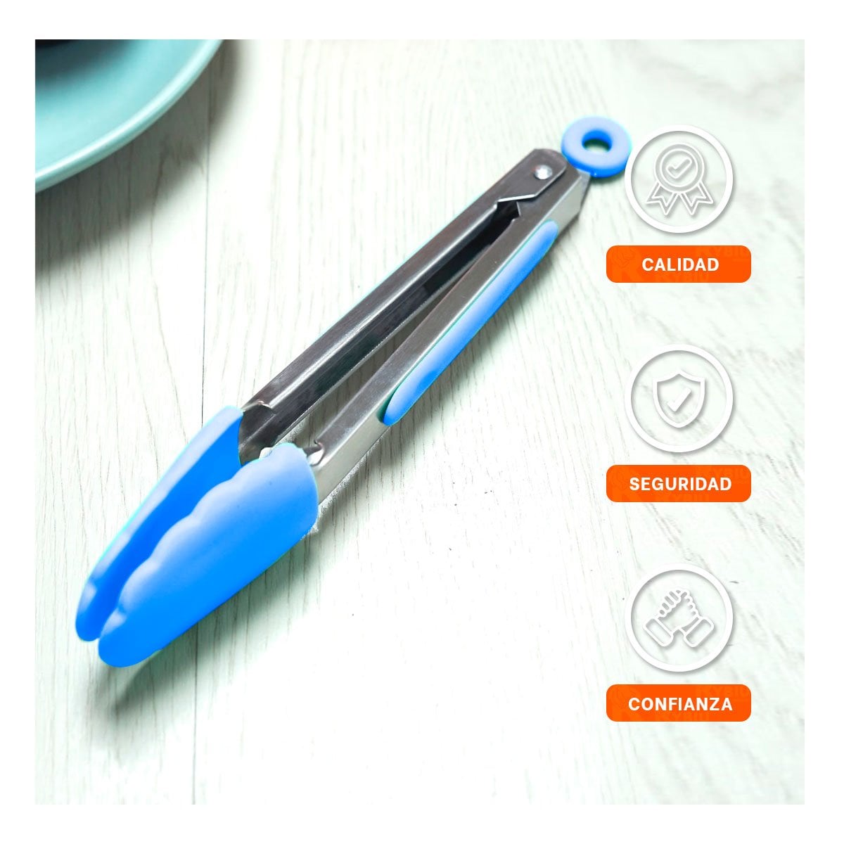TENAZA MULTIUSO 21CM CELESTE PARA COCINA Y HOGAR PRACTICA Y RESISTENTE YPOST IT - 3