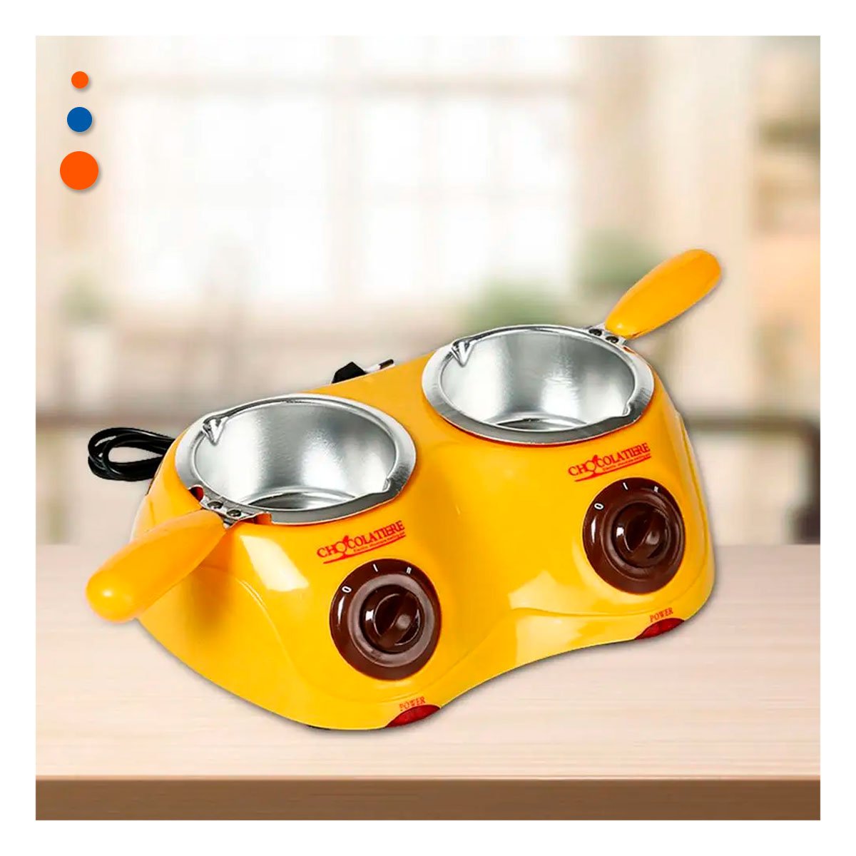PACK2 OLLA CHOCOLATERA DOBLE CON ACCESORIOS AMARILLO PARA CASA Y COCINA - 2